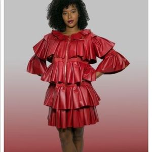 Faux leather midi dress